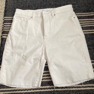 Loft white Bermuda denim shirt curvy high waist